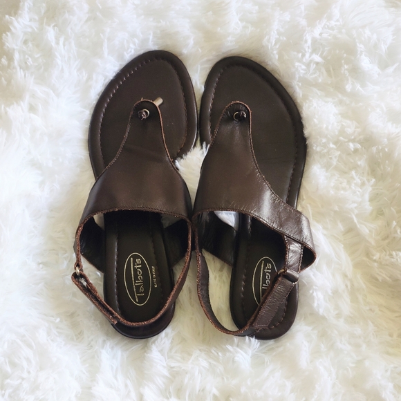 Vintage Talbot's Brown Leather Thong Sandals Size 9 N - Picture 1 of 9